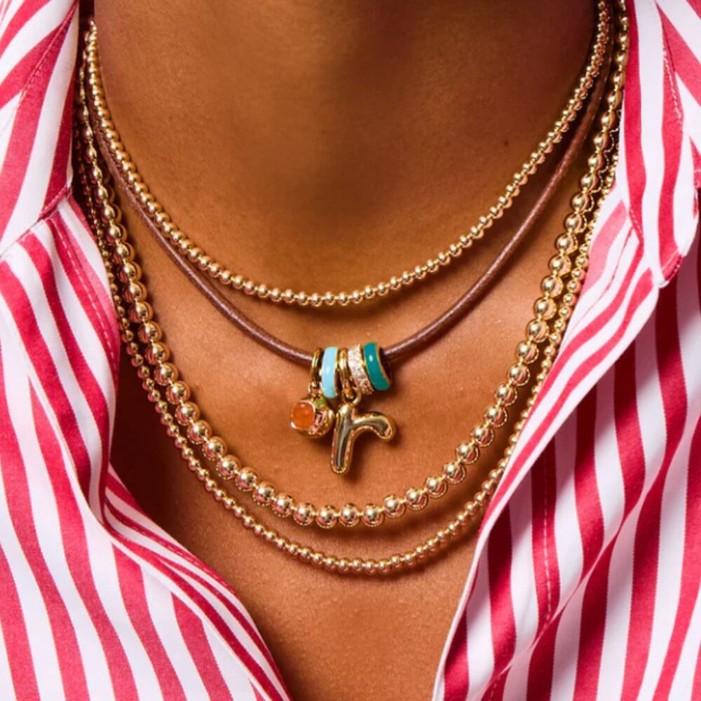 Roxanne Assoulin The Leather Charm Necklace Forest Puffy Heart Charm